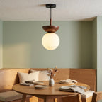 Glass Orb Wood Ceiling Light