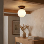 Glass Orb Wood Ceiling Light