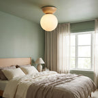 Glass Orb Wood Ceiling Light