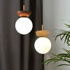 Glass Orb Wood Ceiling Light