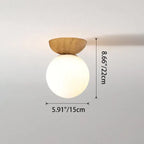 Glass Orb Wood Ceiling Light