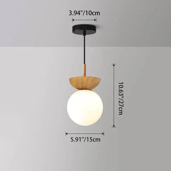 Glass Orb Wood Ceiling Light