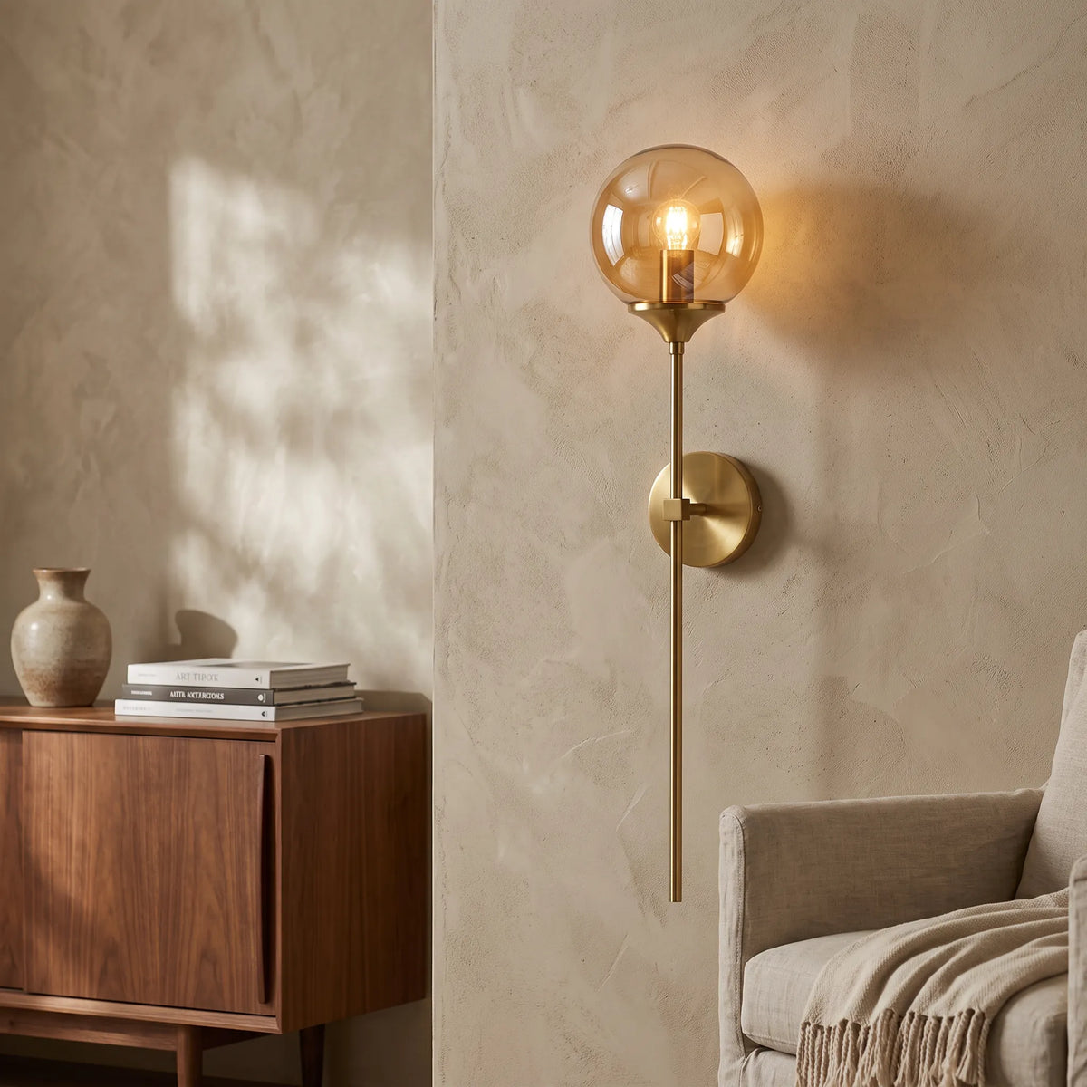 Gold Base Glass Wall Light