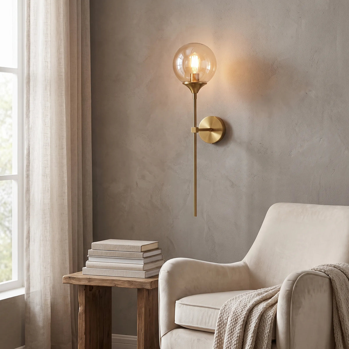 Gold Base Glass Wall Light