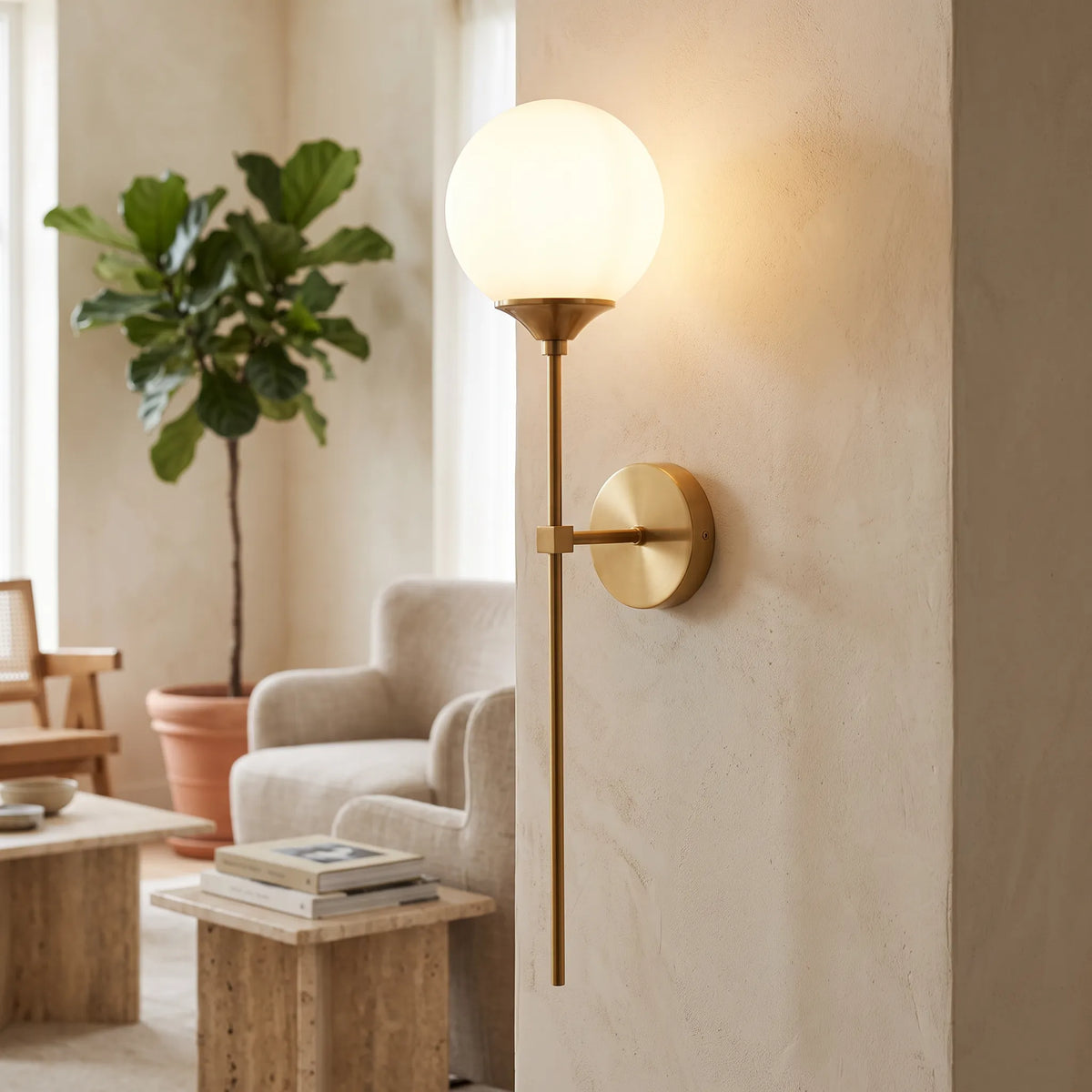 Gold Base Glass Wall Light