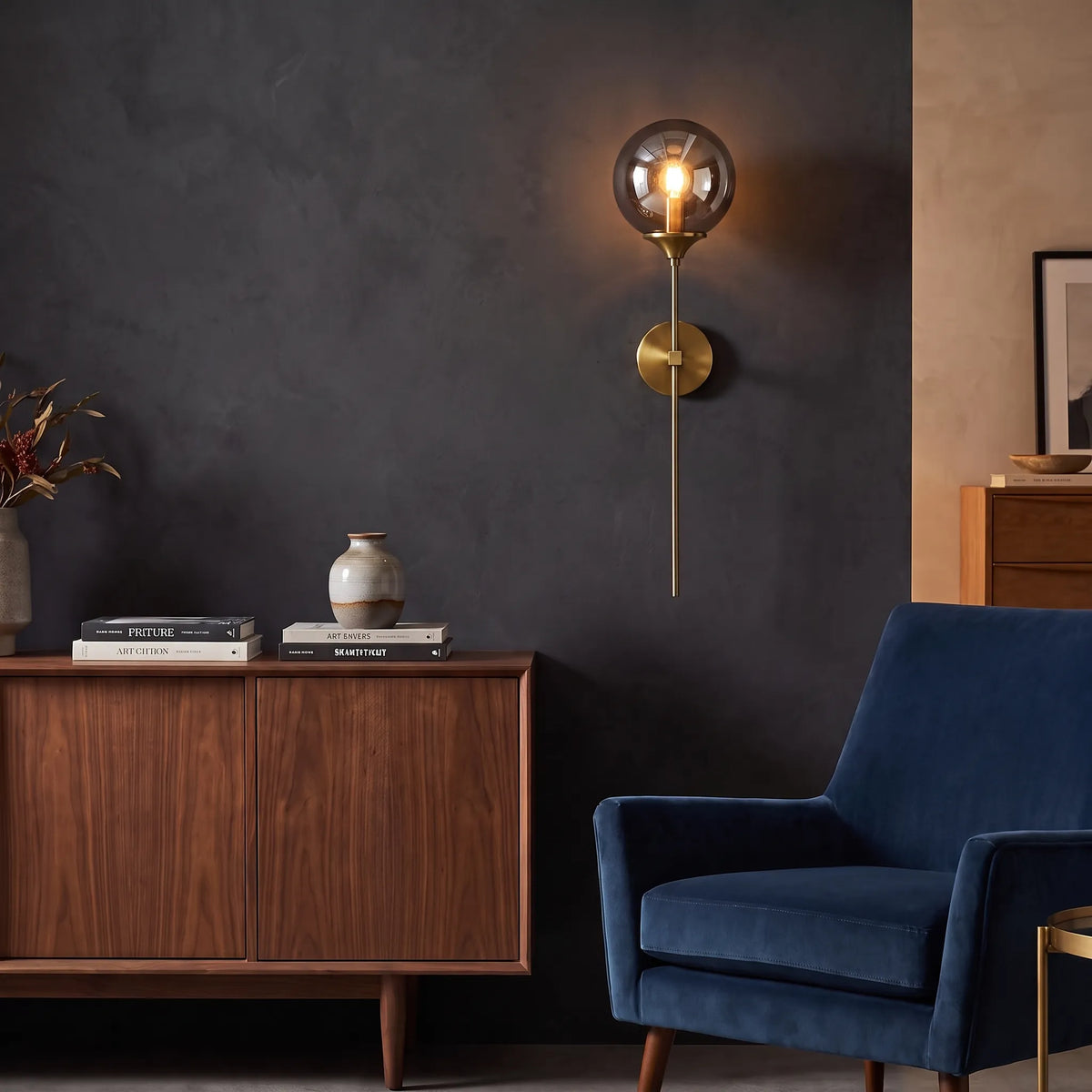 Gold Base Glass Wall Light