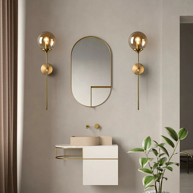 Gold Base Glass Wall Light