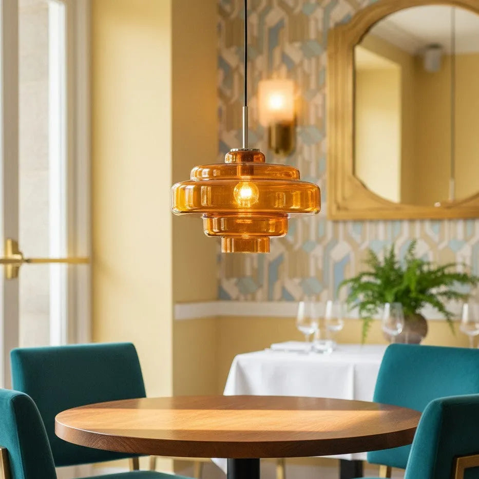 Hand-Blown Coloured Glass Pendant