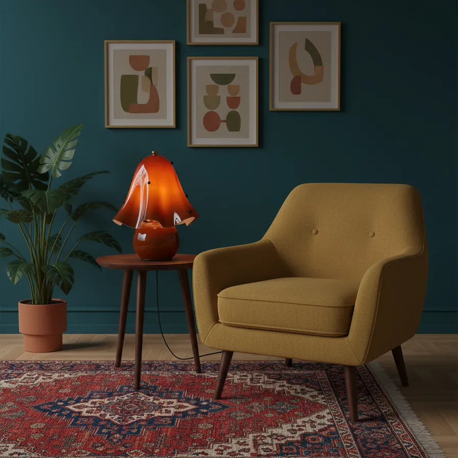 Hand Blown Glass Bell Flower Lamp
