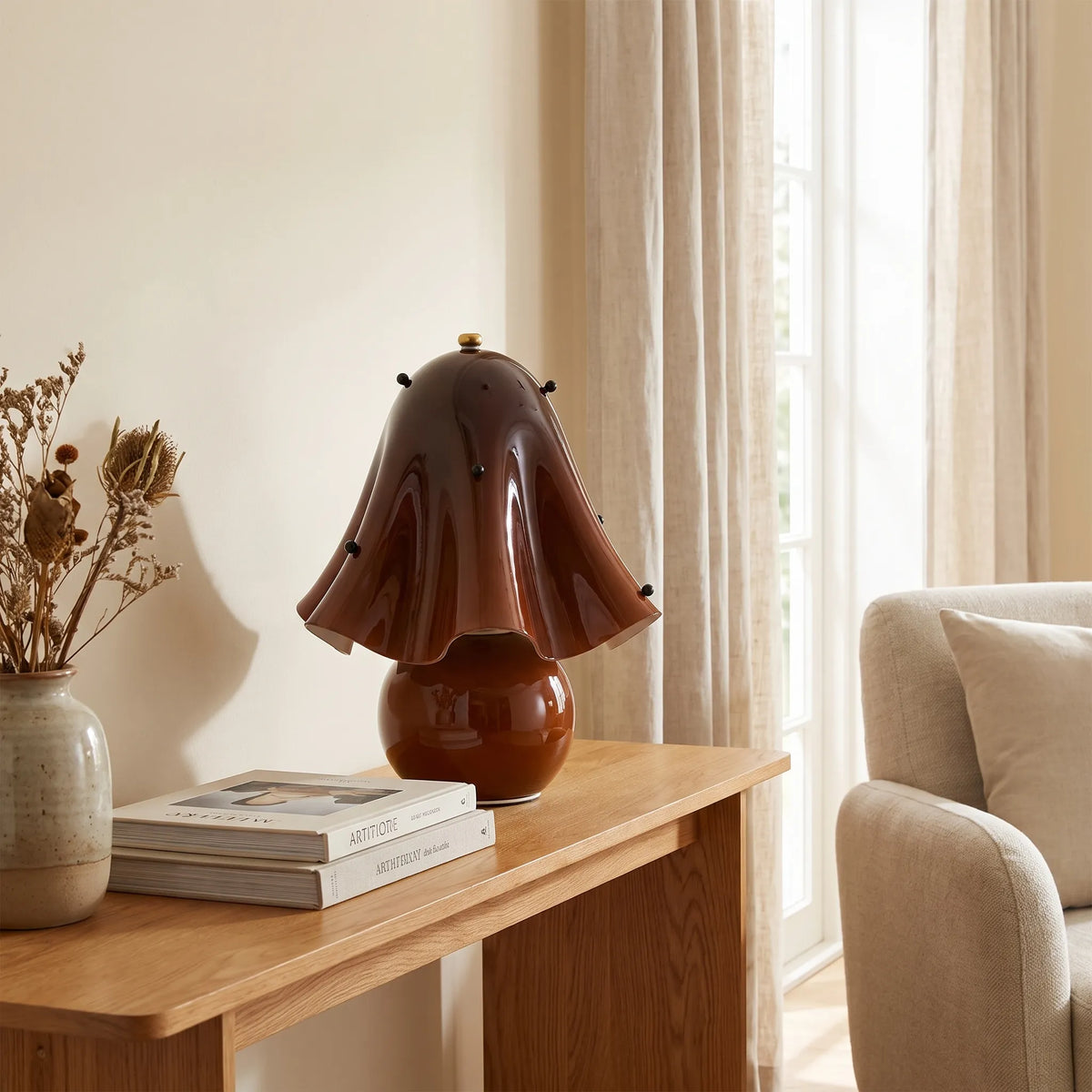 Hand Blown Glass Bell Flower Lamp