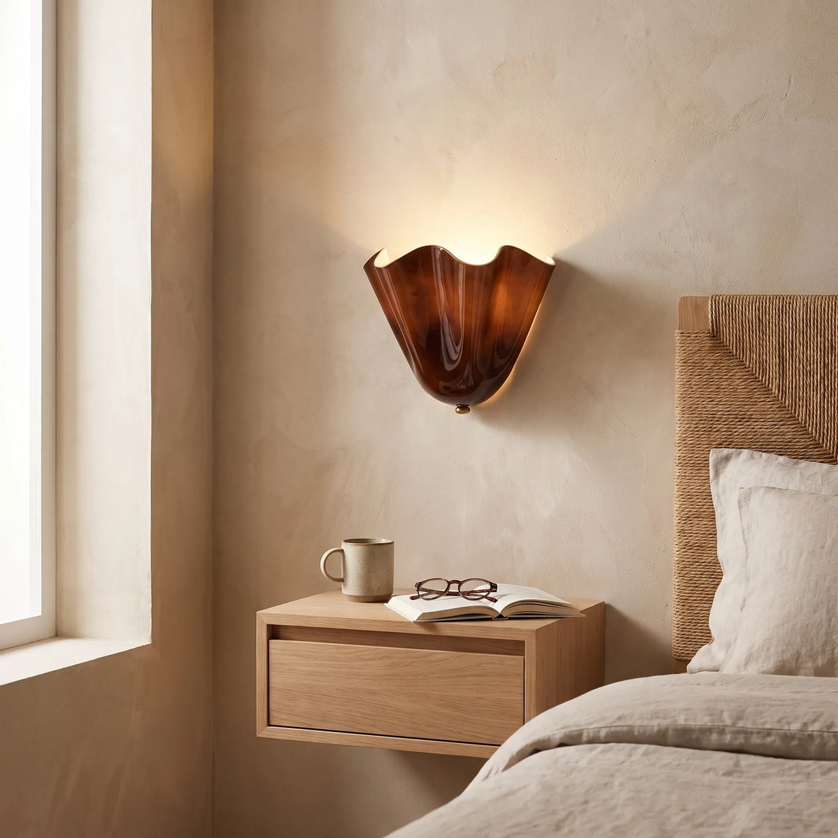 Hand Blown Glass Petal Wall Light
