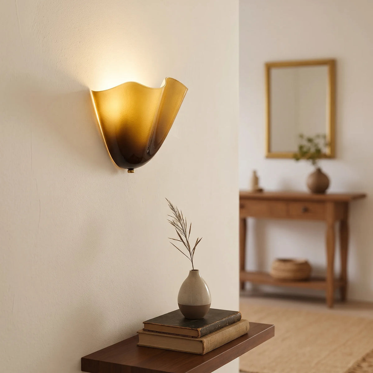 Hand Blown Glass Petal Wall Light