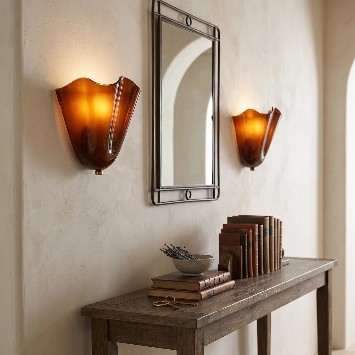 Hand Blown Glass Petal Wall Light
