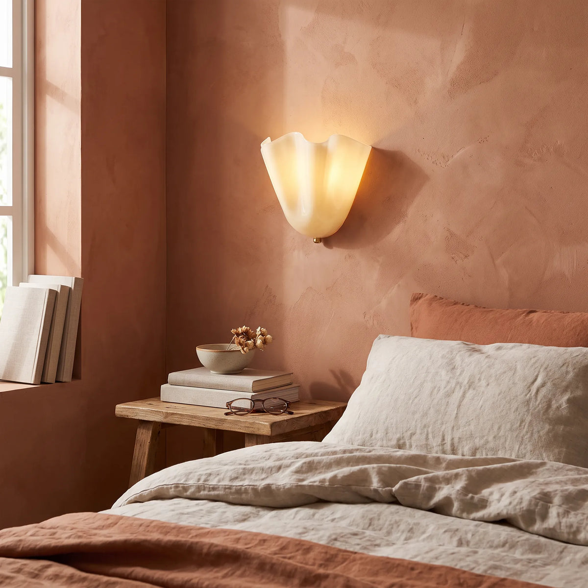 Hand Blown Glass Petal Wall Light