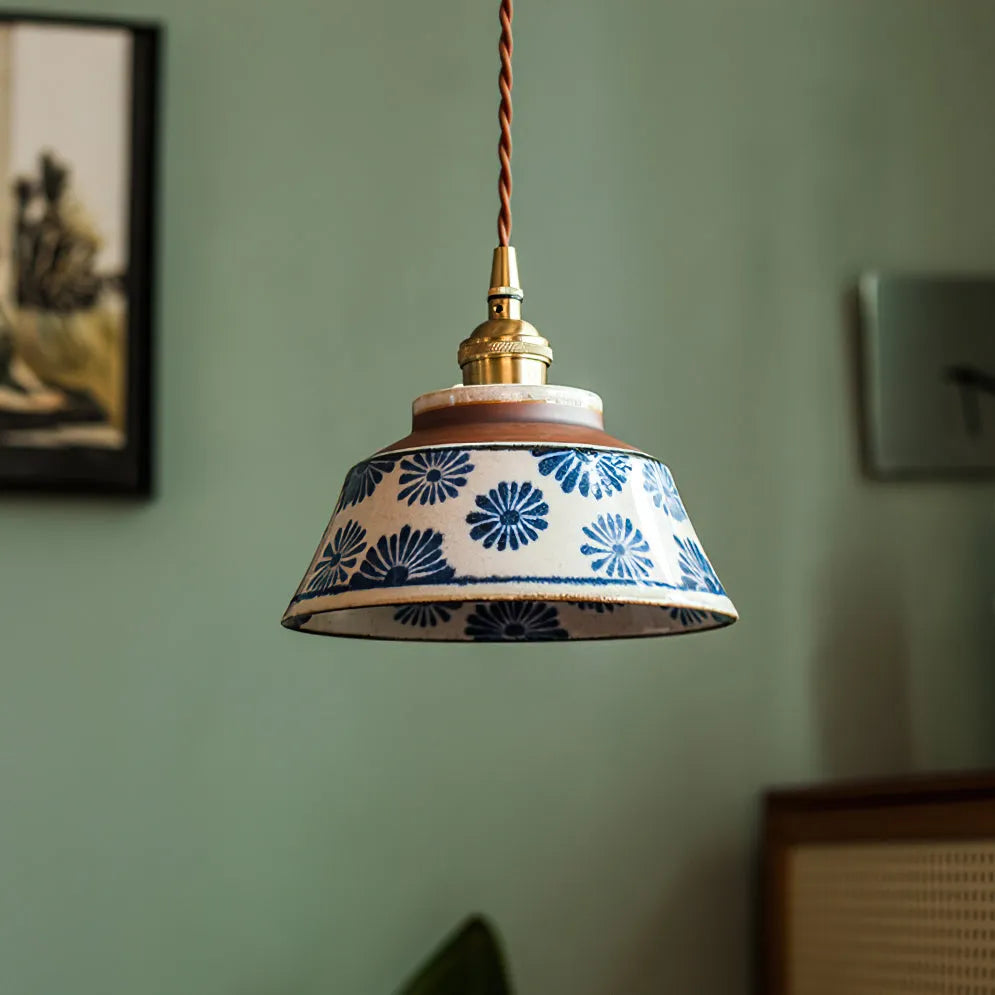 Hand-Painted Ceramic Pendant Light