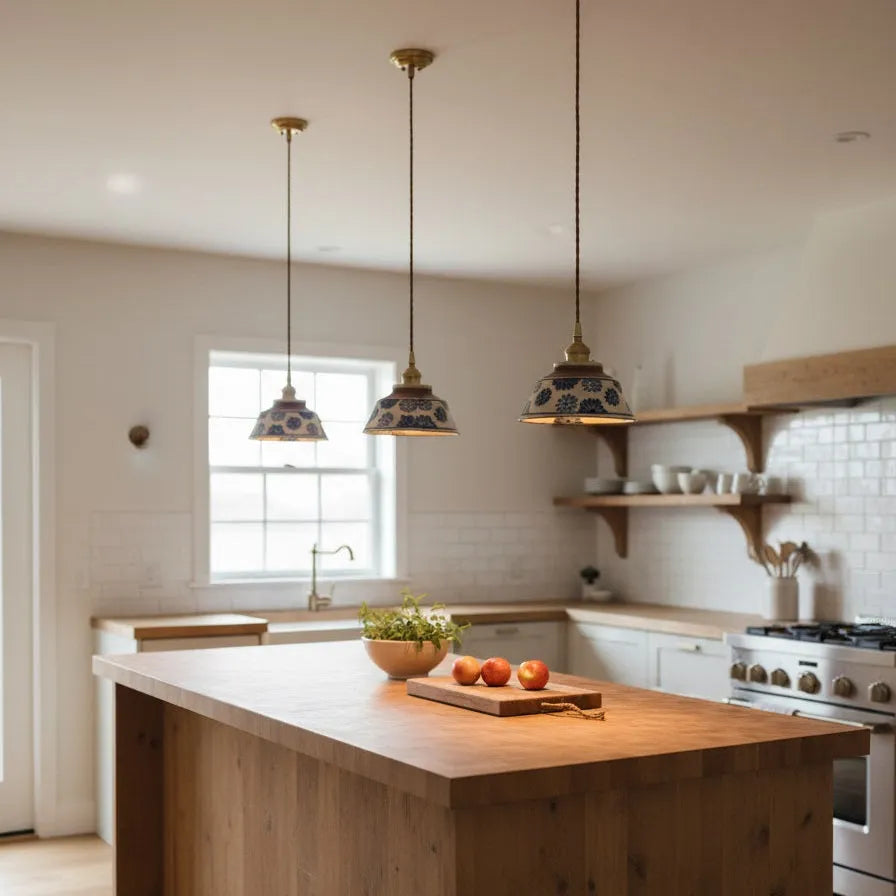 Hand-Painted Ceramic Pendant Light