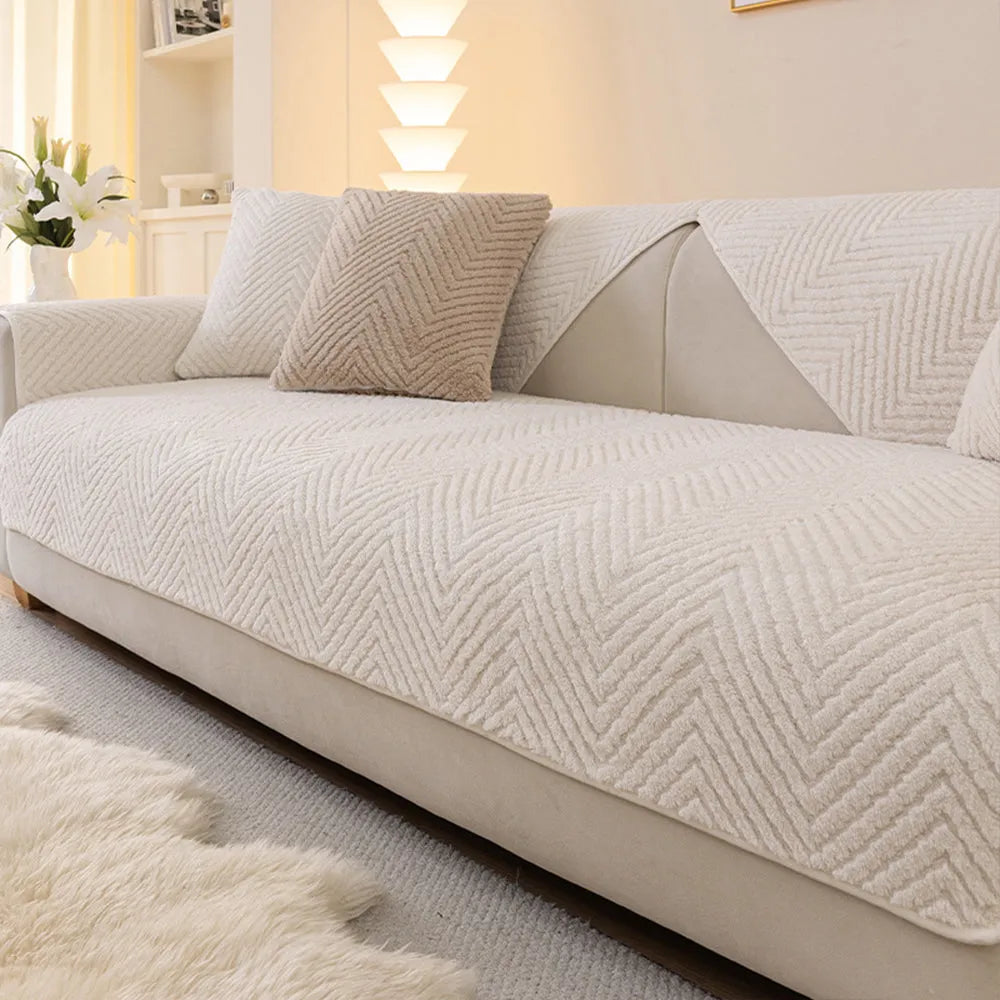 Herringbone Plush Non-Slip Seat Cover