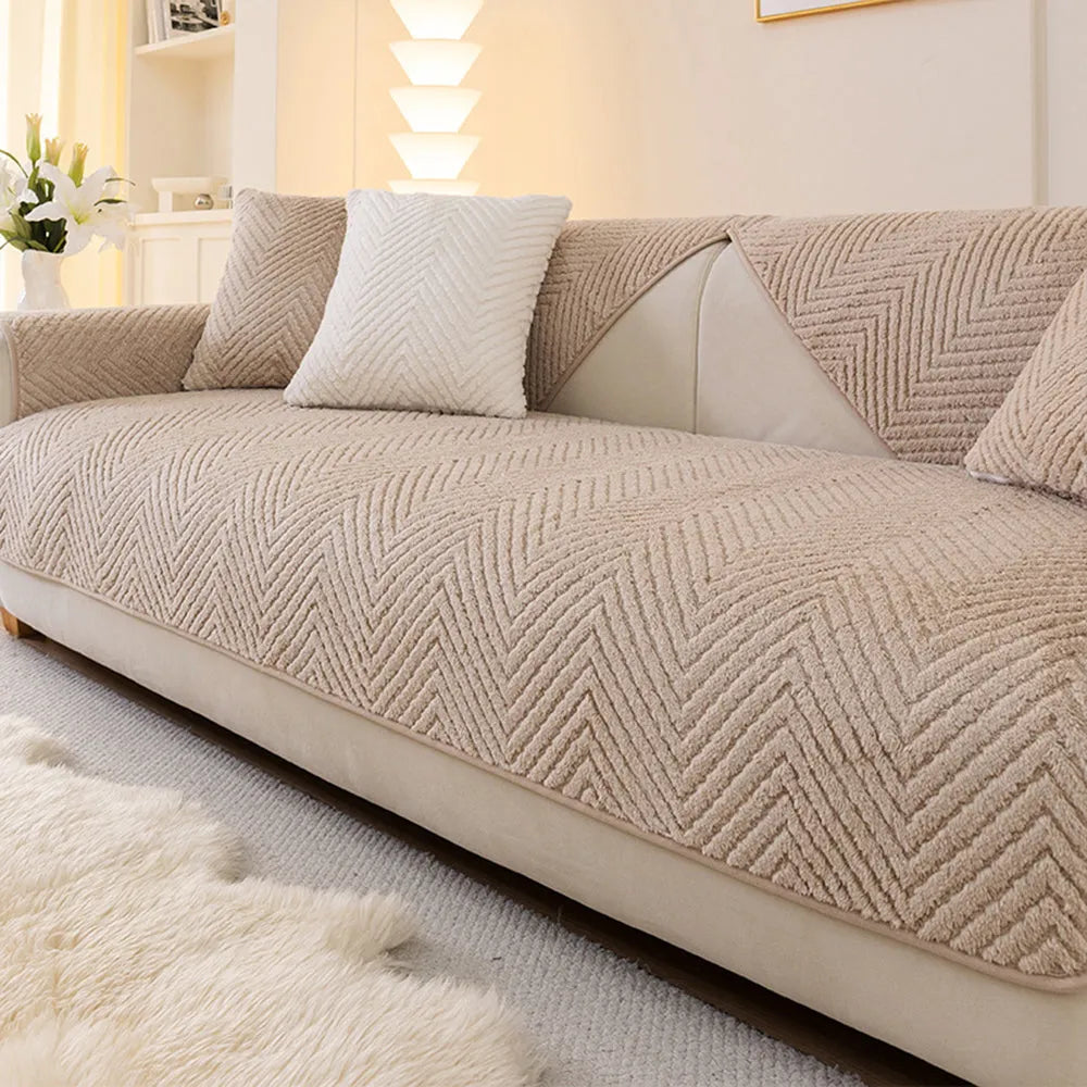 Herringbone Plush Non-Slip Seat Cover