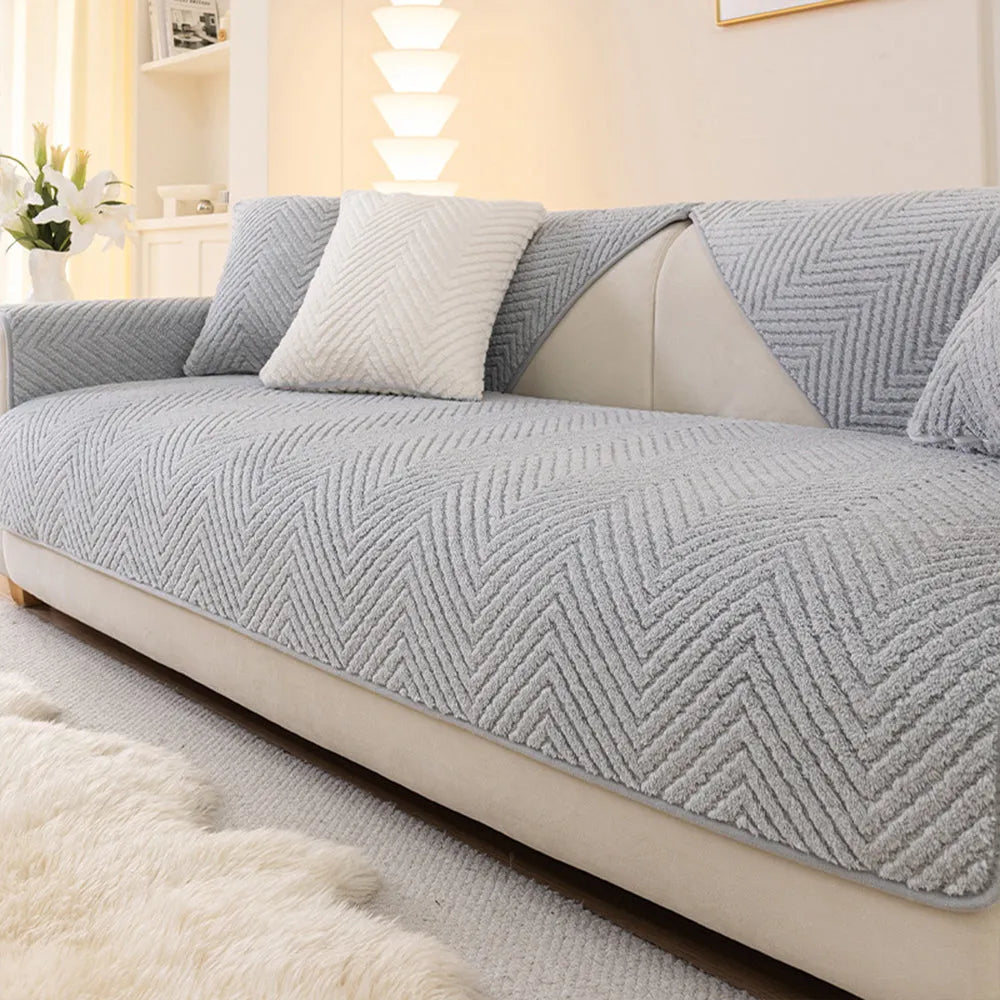 Herringbone Plush Non-Slip Seat Cover