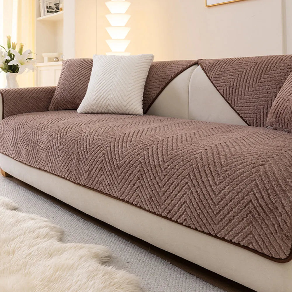 Herringbone Plush Non-Slip Seat Cover