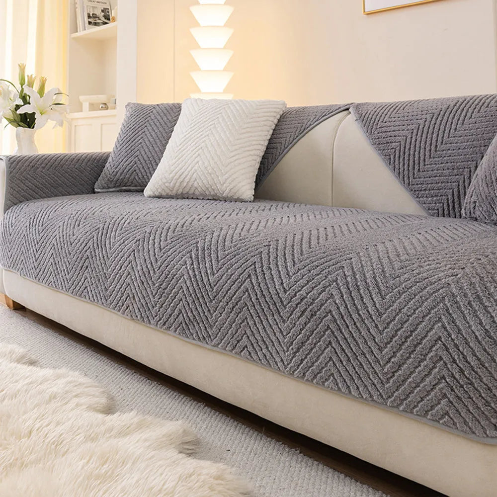 Herringbone Plush Non-Slip Seat Cover