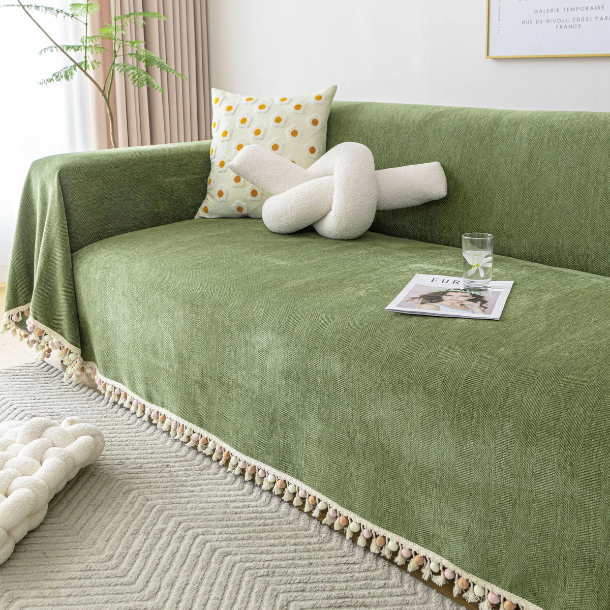Herringbone Tassel Edge Sofa Cover