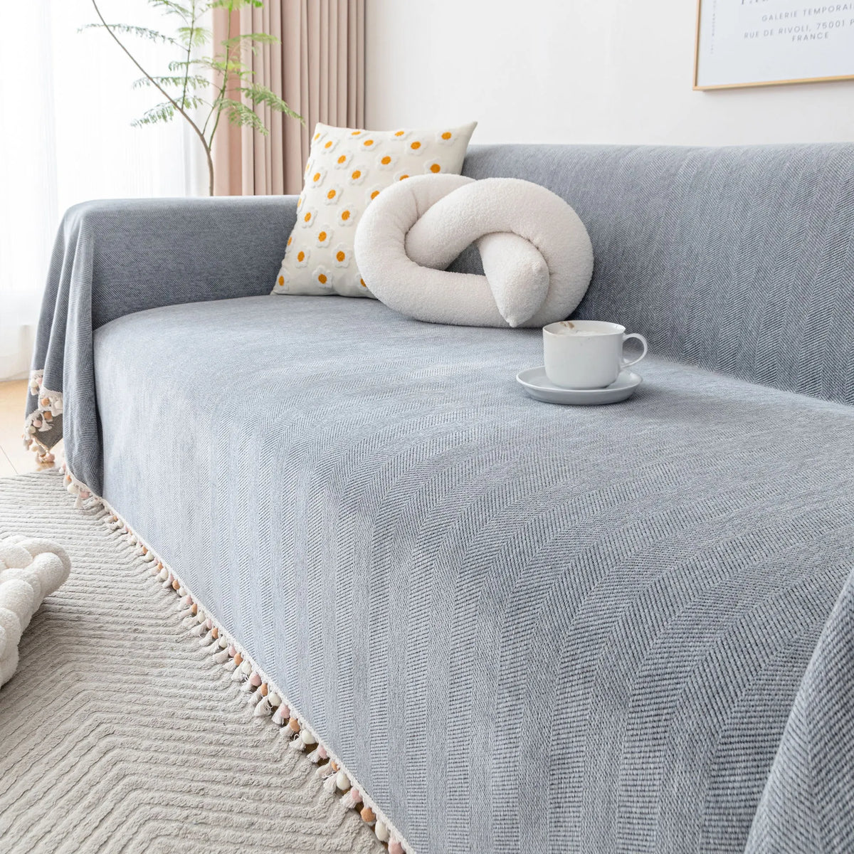 Herringbone Tassel Edge Sofa Cover