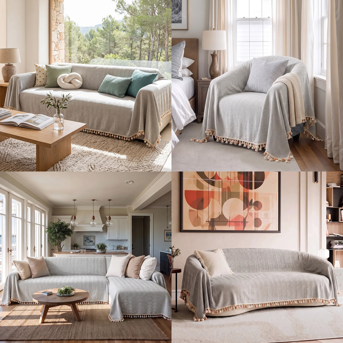 Herringbone Tassel Edge Sofa Cover