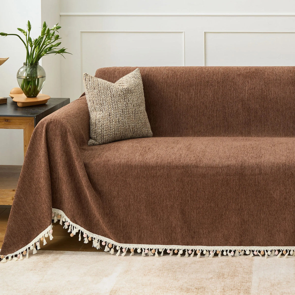 Herringbone Tassel Edge Sofa Cover