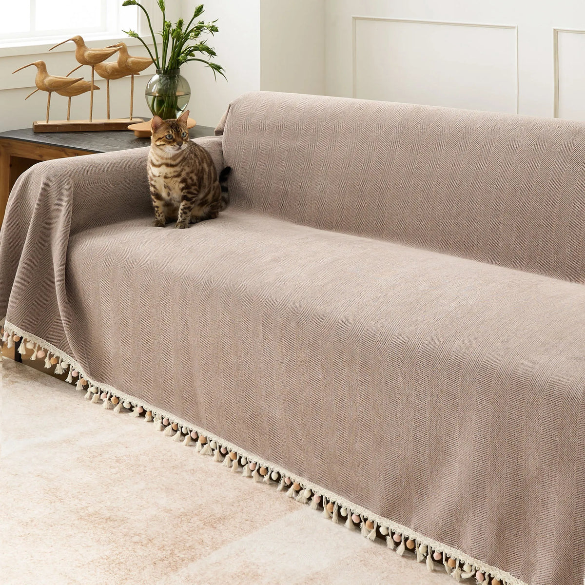 Herringbone Tassel Edge Sofa Cover