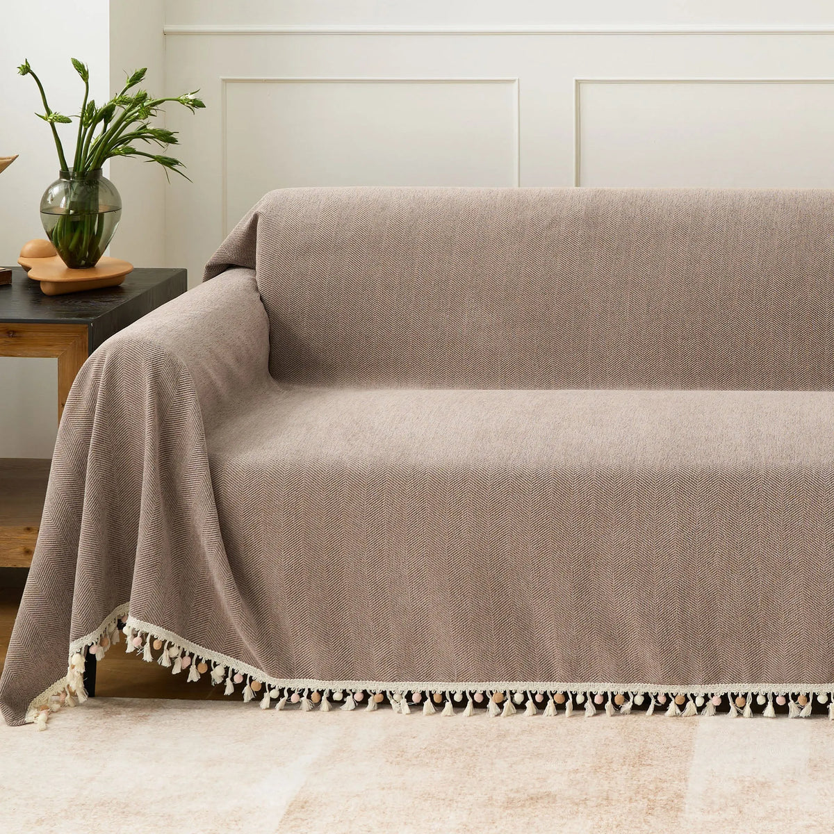 Herringbone Tassel Edge Sofa Cover