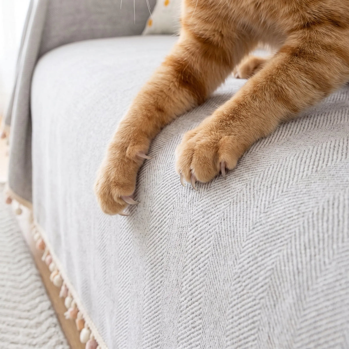 Herringbone Tassel Edge Sofa Cover