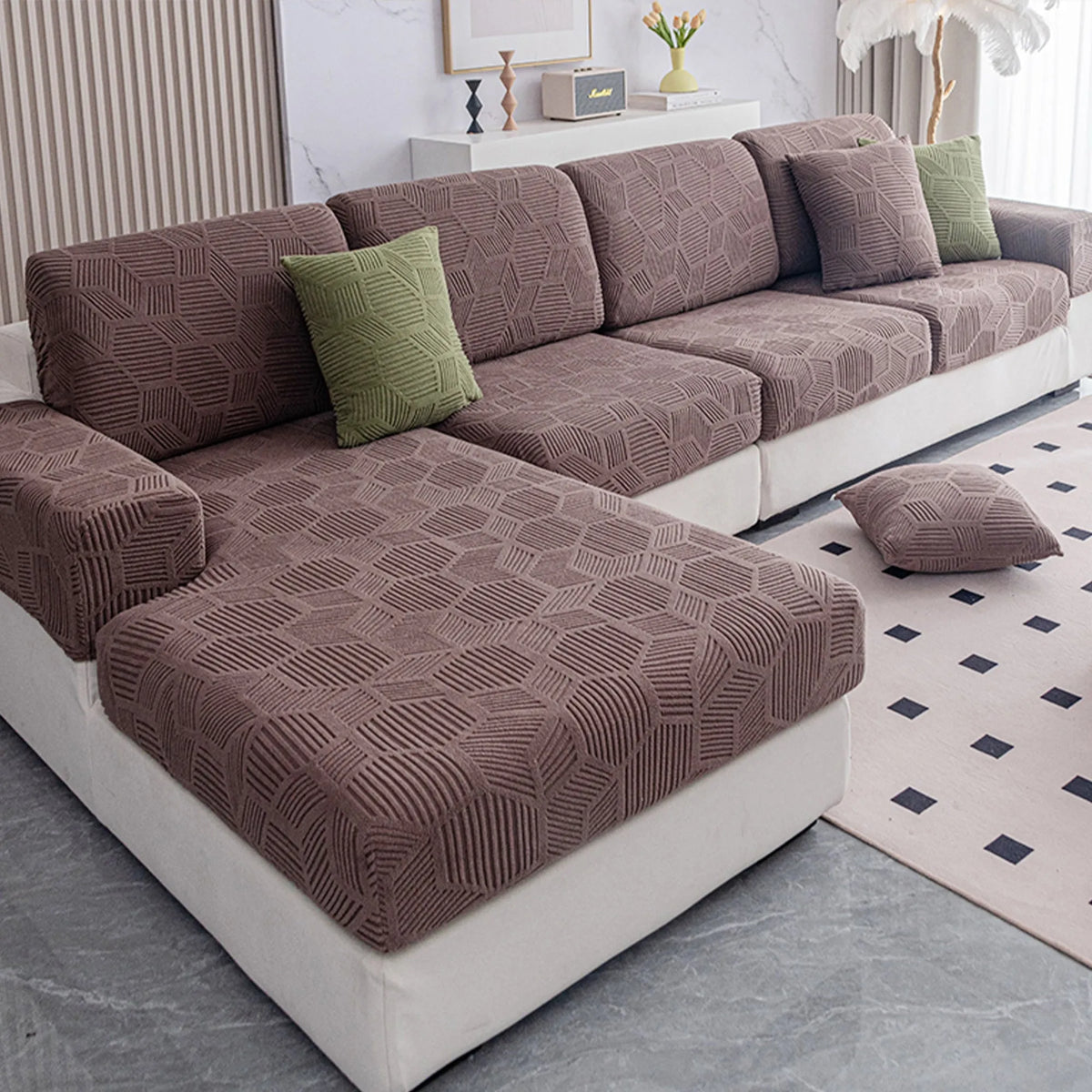 Honeycomb Jacquard Modular Sofa Cover