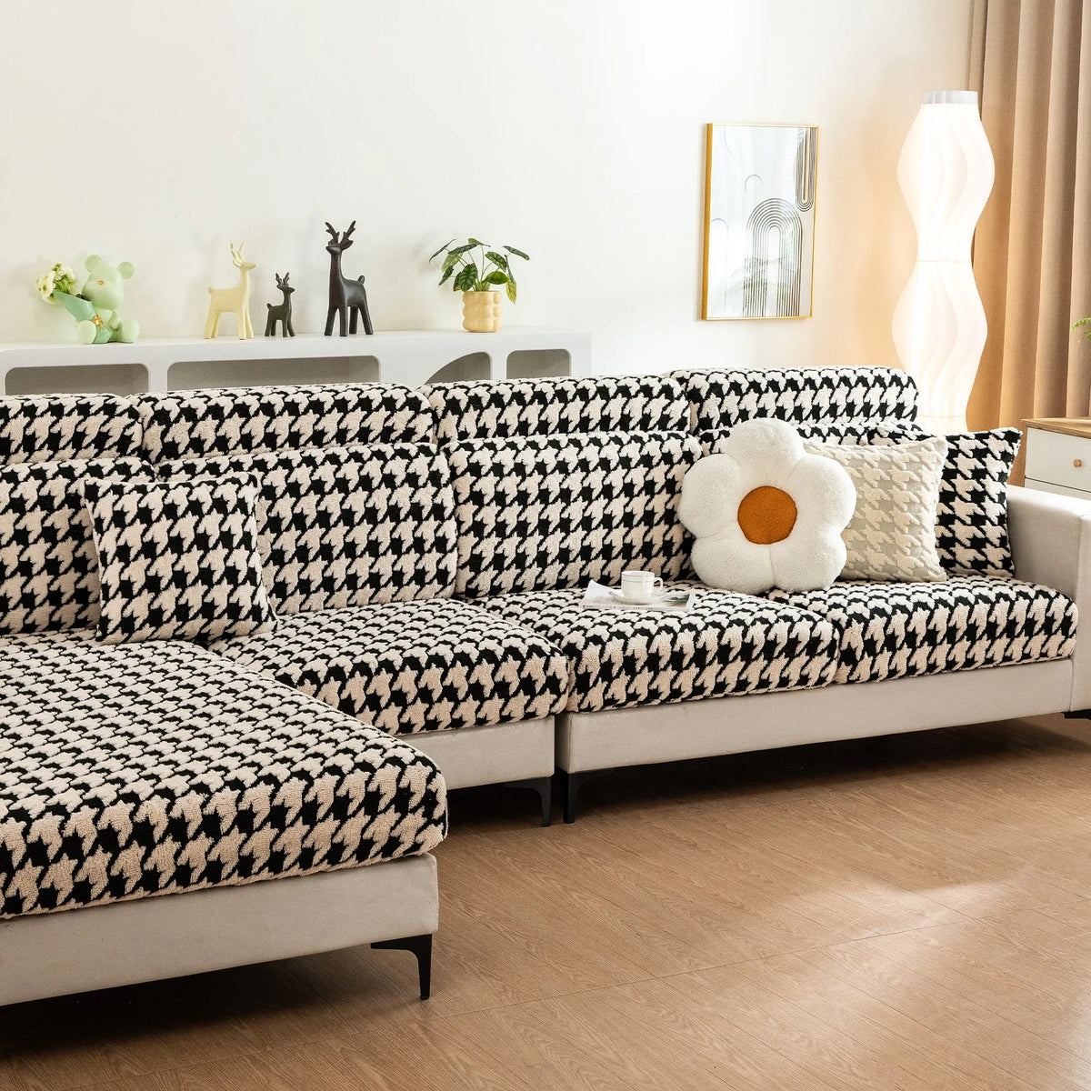 Houndstooth Fleece Modular Sofa Cover