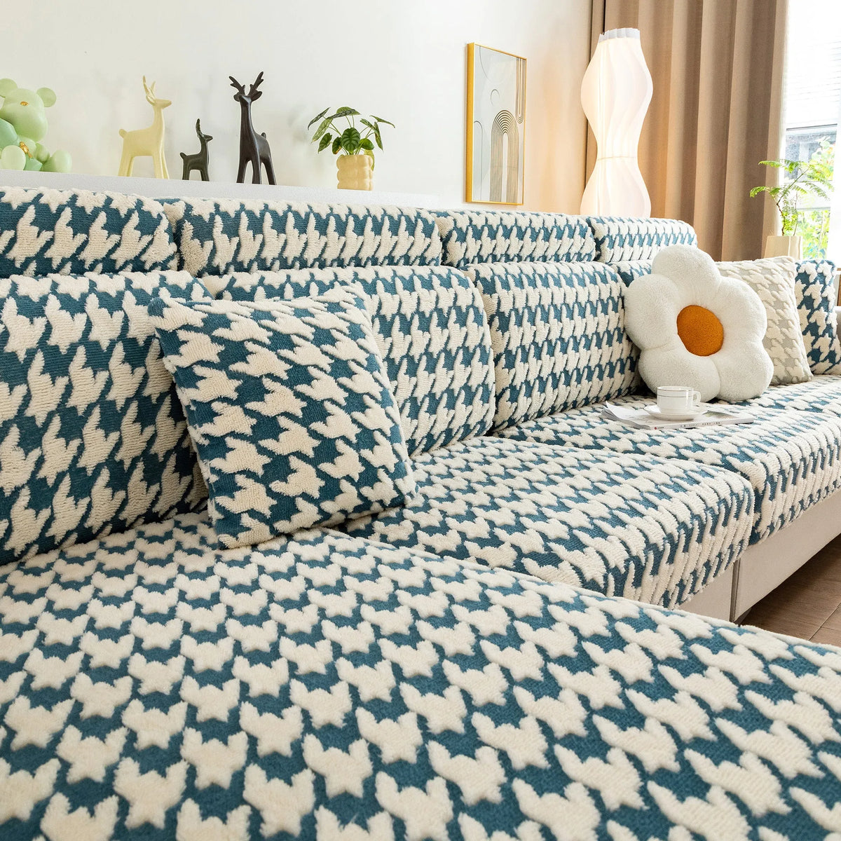 Houndstooth Fleece Modular Sofa Cover