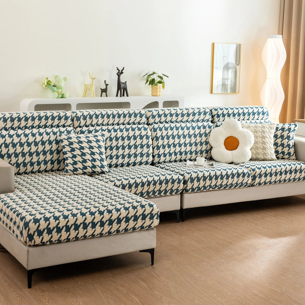 Houndstooth Fleece Modular Sofa Cover