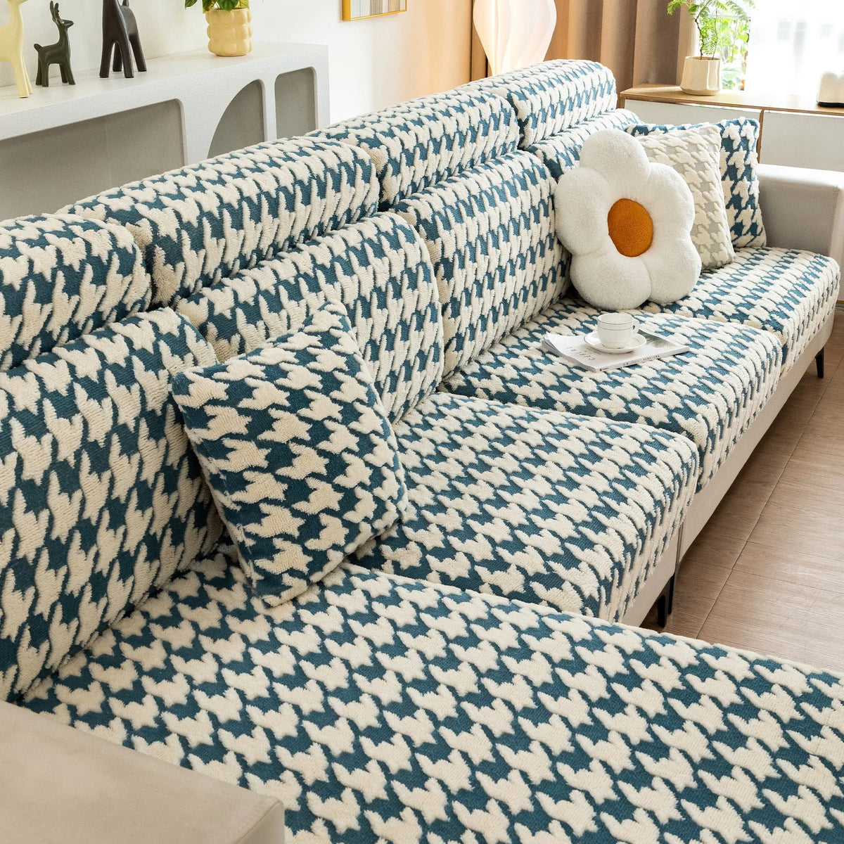 Houndstooth Fleece Modular Sofa Cover