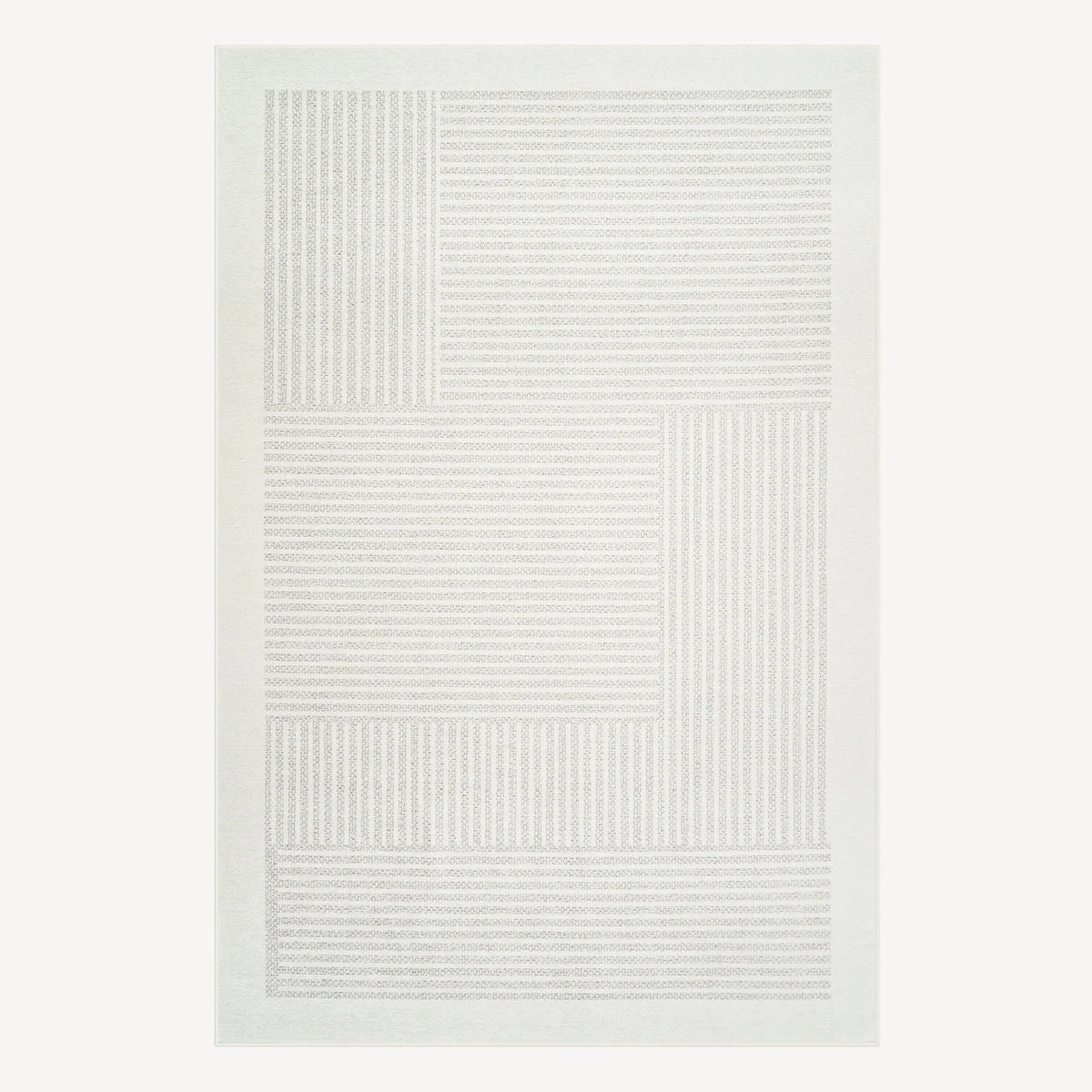 Ivory Woven Stripe Washable Rug
