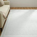Ivory Woven Stripe Washable Rug