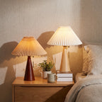 Japanese Pleated Wood Table Lamp