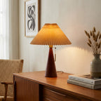 Japanese Pleated Wood Table Lamp