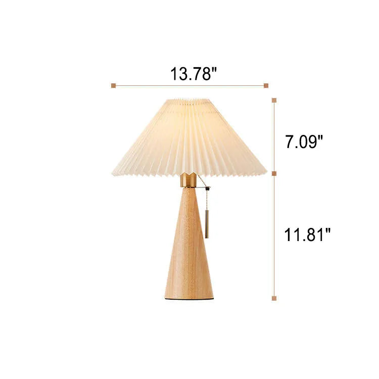 Japanese Pleated Wood Table Lamp