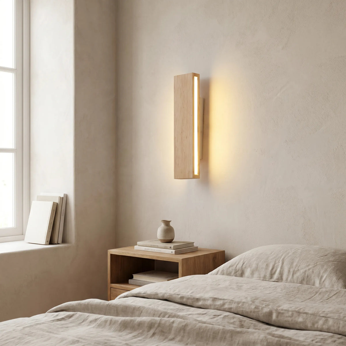 Japanese Wood Rotating LED Wall Light