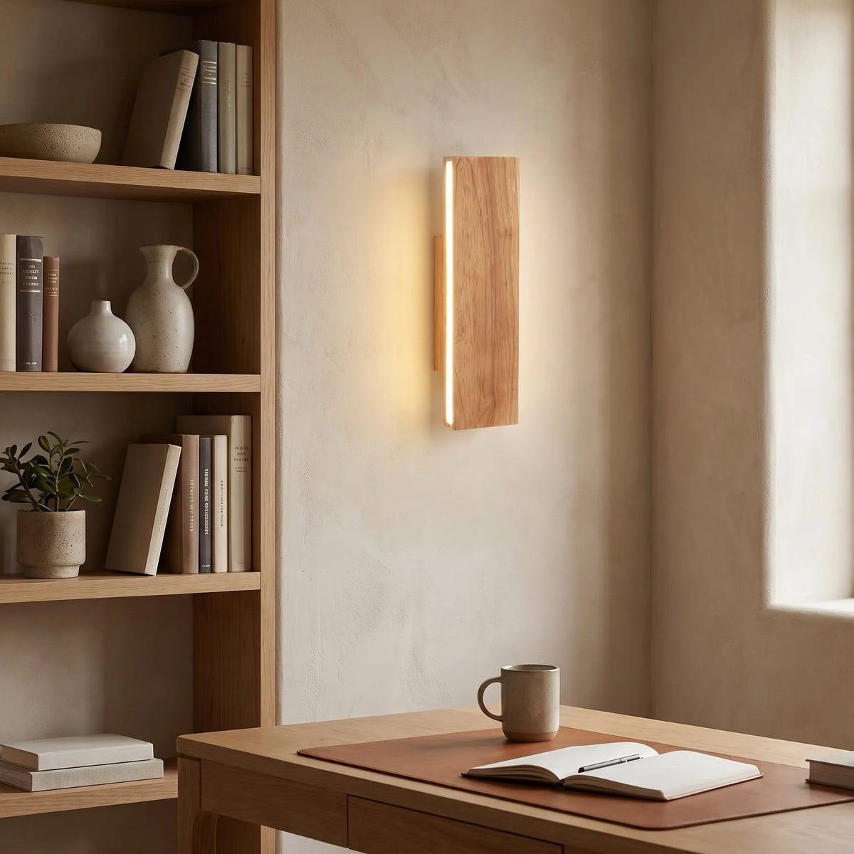 Japanese Wood Rotating LED Wall Light
