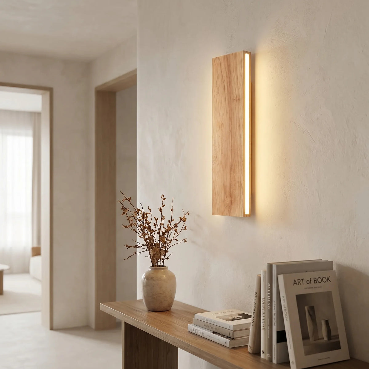 Japanese Wood Rotating LED Wall Light