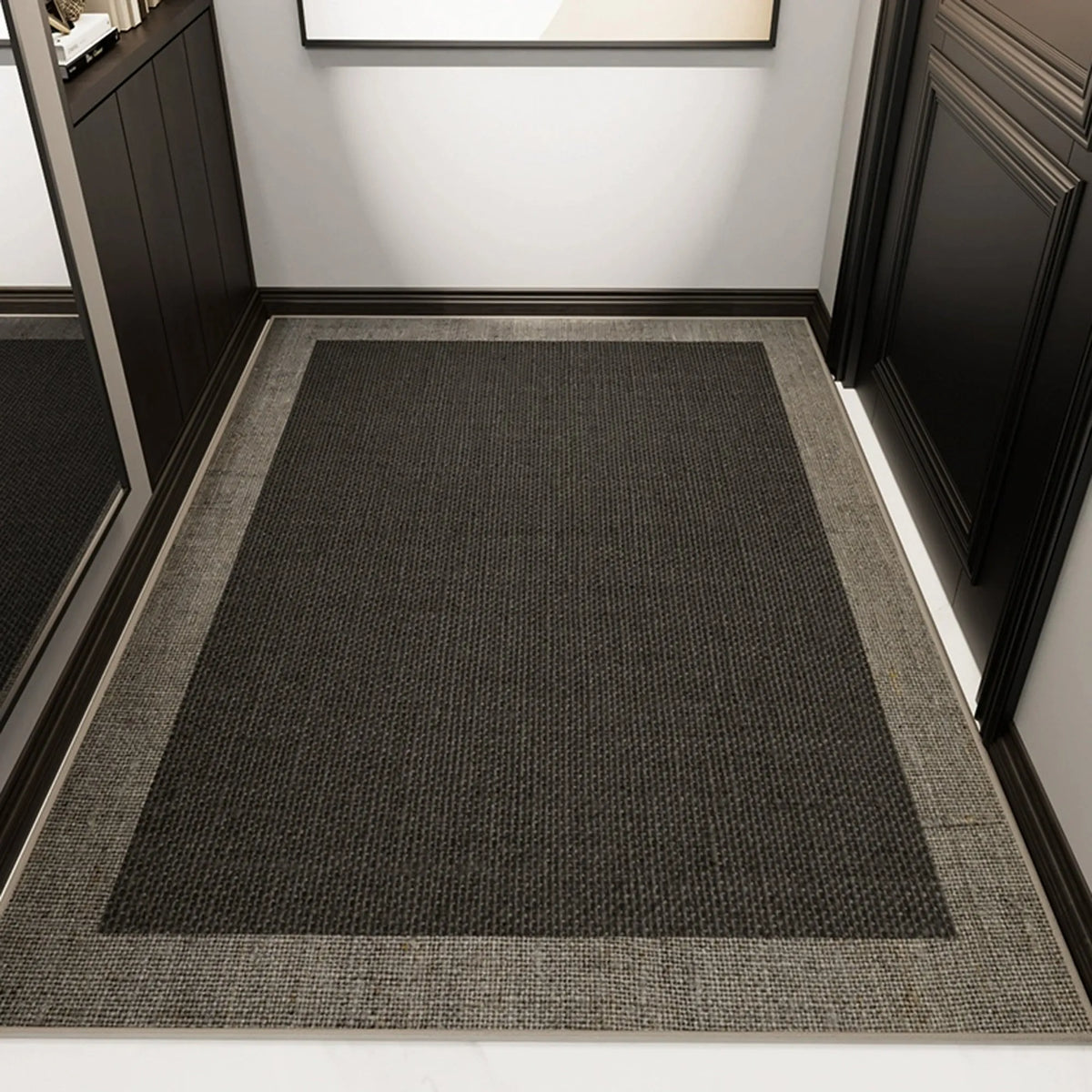 Jute Look Border Entryway Rug