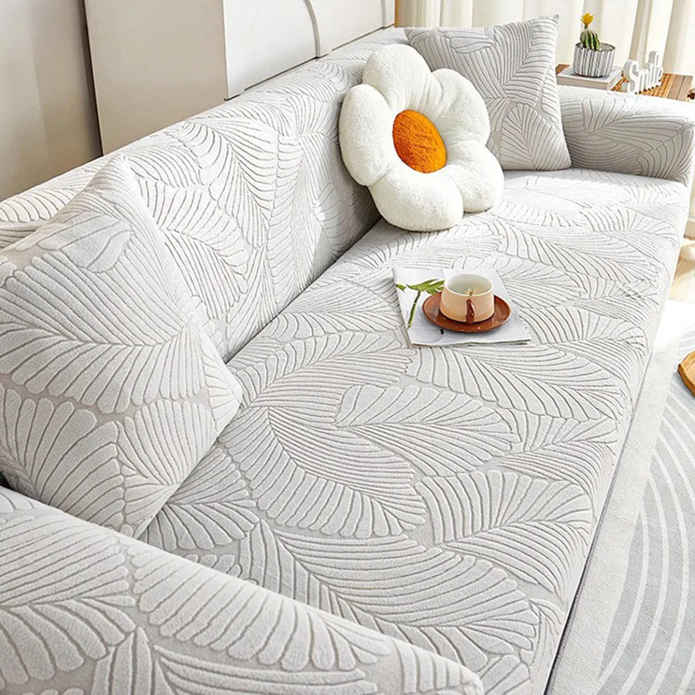 Leaf Jacquard Stretch Sofa Slipcover