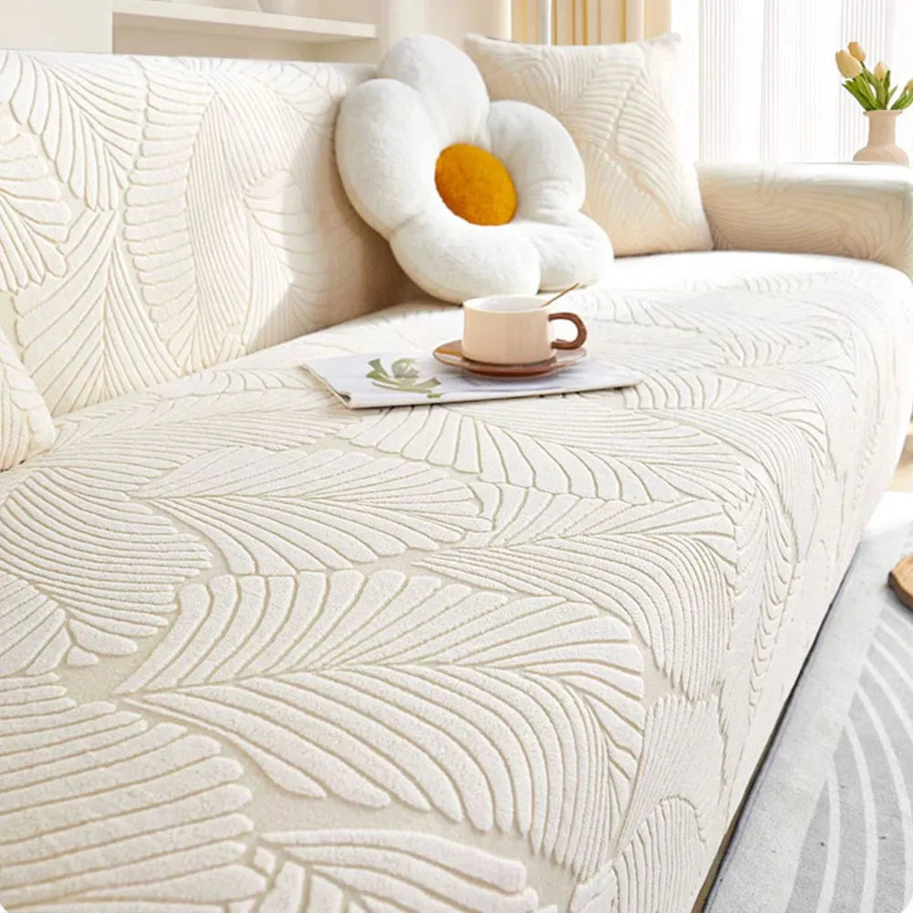 Leaf Jacquard Stretch Sofa Slipcover