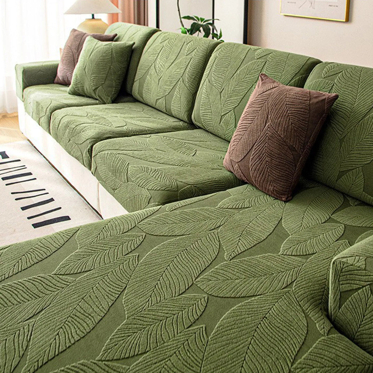 Leaf Velvet Jacquard Modular Sofa Cover