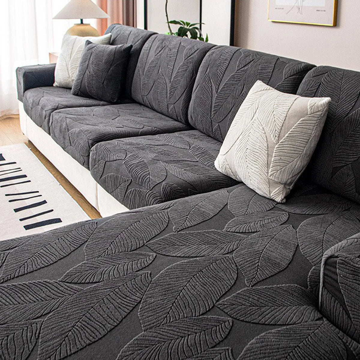 Leaf Velvet Jacquard Modular Sofa Cover